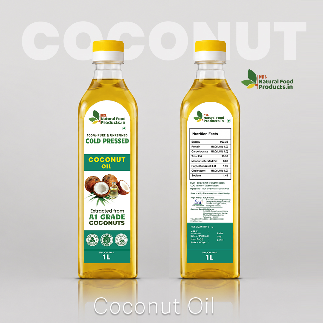 Cold Pressed Coconut Oil 1L | 100% Pure & Unrefined || NRL Natural Food Products.in
