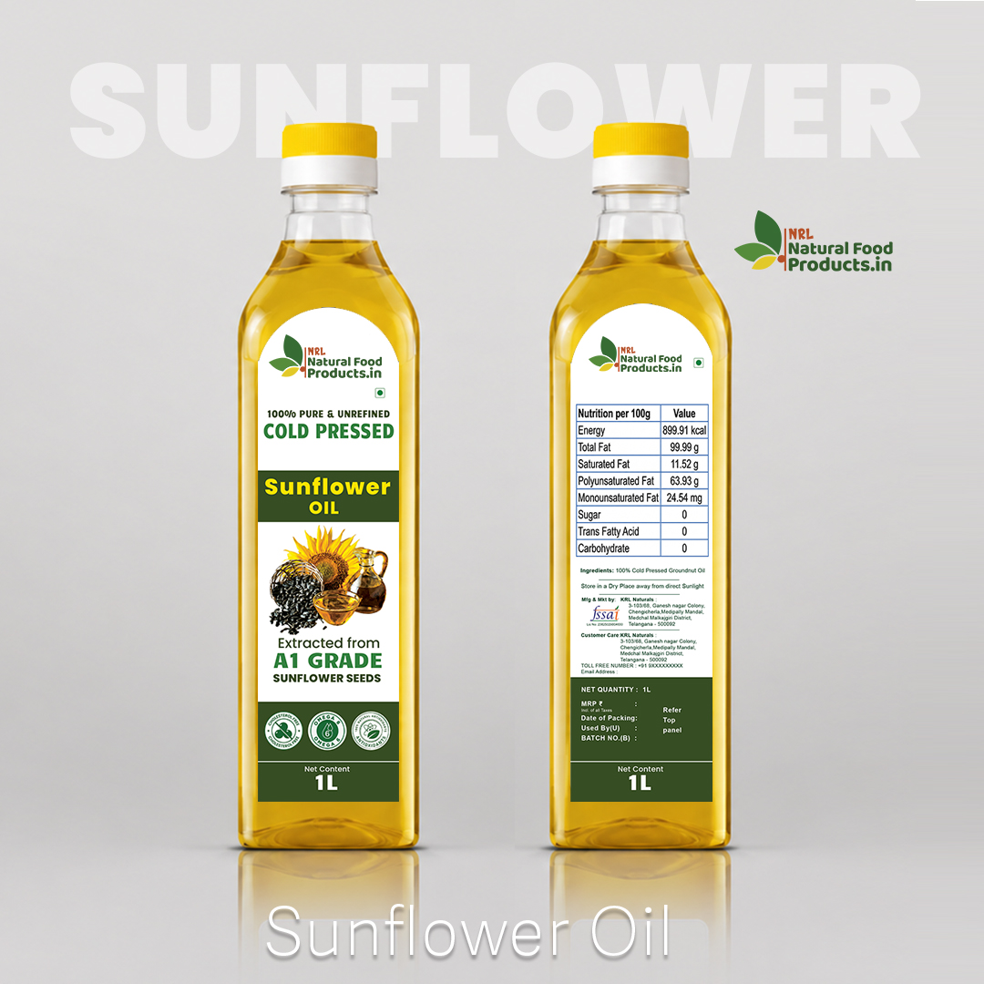 Cold Pressed Sunflower Oil 1L | 100% Pure & Unrefined || NRL Natural Food Products.in