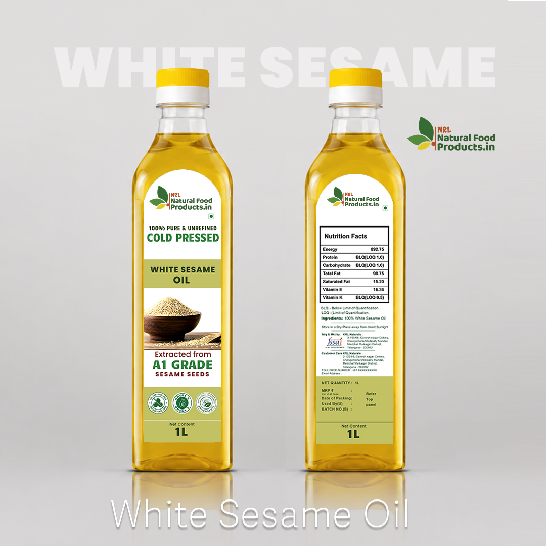 Cold Pressed White Sesame Oil 1L | 100% Pure & Unrefined || NRL Natural Food Products.in