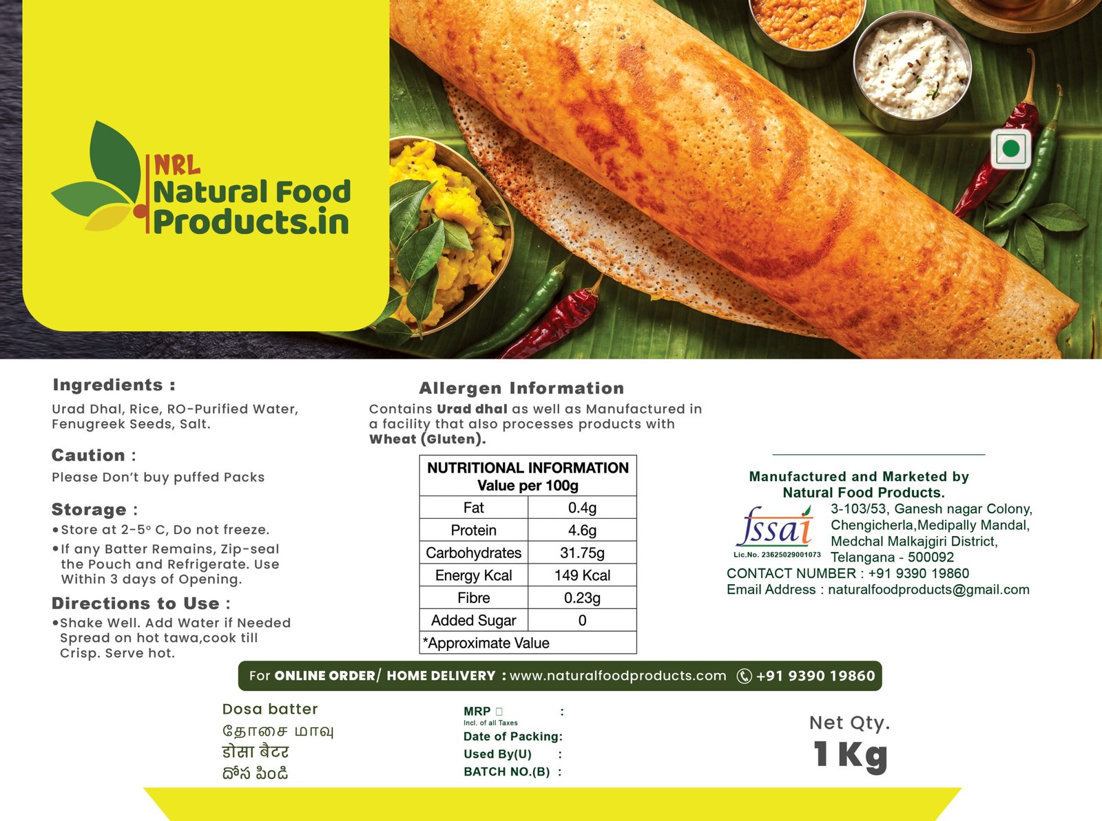 DOSA BATTER || 1kg || Natural Food Products.In - Image 3