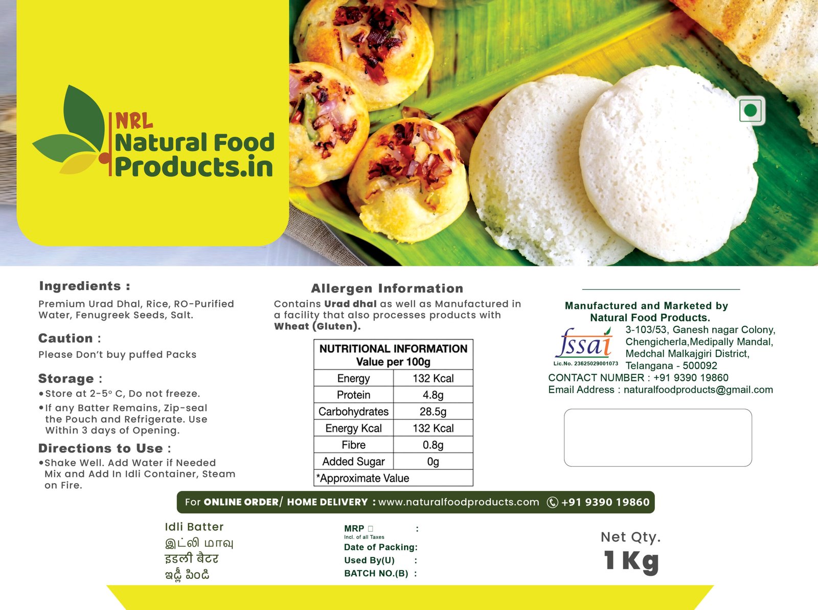 IDLI BATTER || 1kg || Natural Food Products.in - Image 3